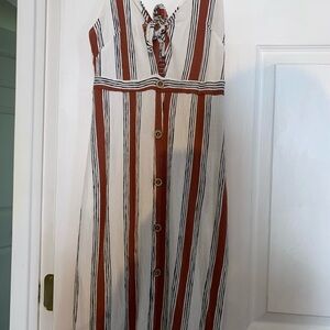 Love Tree Strapless Brown and Cream Striped Dress
